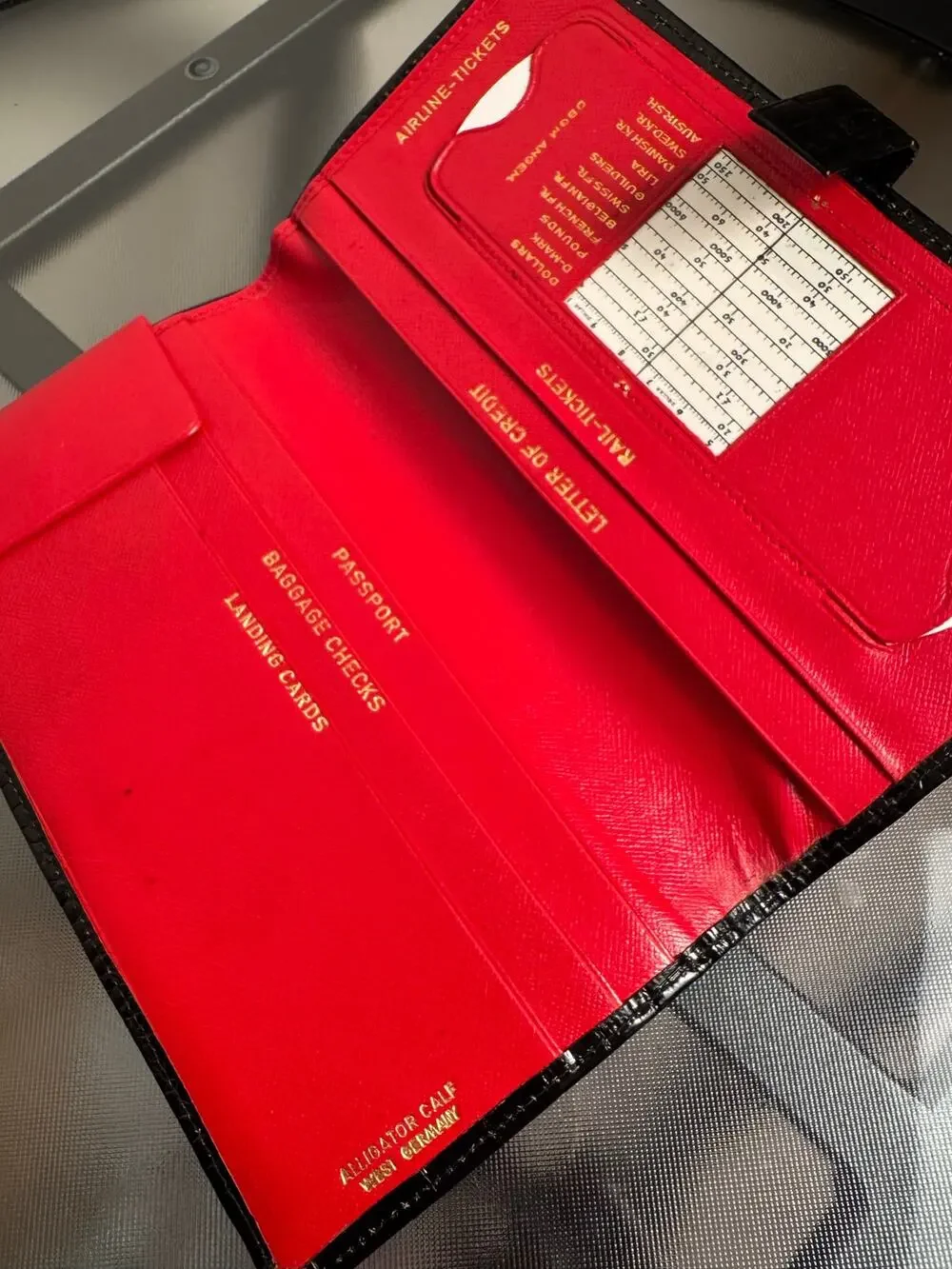 1950s West Germany Alligator Travel Wallet